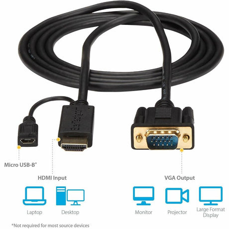 StarTech.com HDMI to VGA Cable - 6 ft / 2m - 1080p - 1920 x 1200 - Active HDMI Cable - Monitor Cable - Computer Cable