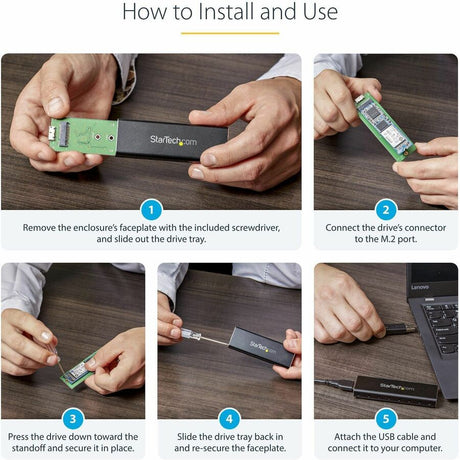 StarTech.com M.2 SSD Enclosure for M.2 SATA SSDs - USB 3.0 (5Gbps) with UASP - External M.2 SSD Enclosure - Aluminum