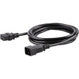 StarTech.com 10ft (3m) Heavy Duty Extension Cord, IEC C19 to IEC C20 Black Extension Cord, 15A 250V, 14AWG, Heavy Gauge Power Cable