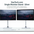 StarTech.com Single Monitor Stand, For up to 34" (30.9lb/14kg) VESA Mount Monitors, Works with iMac / Apple Cinema Displays, Steel, Silver