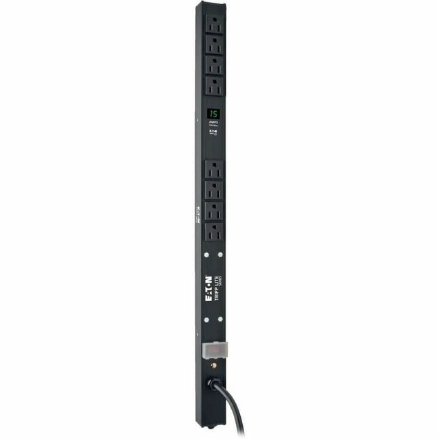 Eaton Tripp Lite Series 1.5kW Single-Phase Local Metered PDU, 100-127V Outlets (8 5-15R), 5-15P, 15 ft. (4.57 m) Cord, 0U Vertical, 24 in.