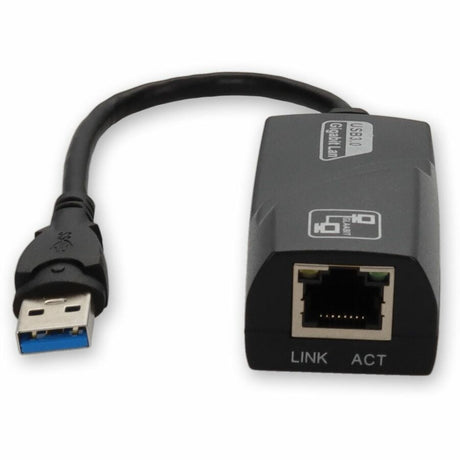 AddOn Lenovo 0A36322 Compatible USB 3.0 (A) Male to RJ-45 Female Gray & Black Adapter