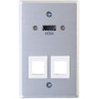 C2G 1-Gang HDMI Pass Through Wall Plate with Two Keystone Jacks - Aluminum