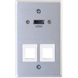 C2G 1-Gang HDMI Pass Through Wall Plate with Two Keystone Jacks - Aluminum