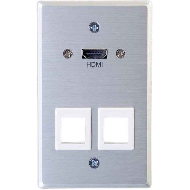 C2G 1-Gang HDMI Pass Through Wall Plate with Two Keystone Jacks - Aluminum