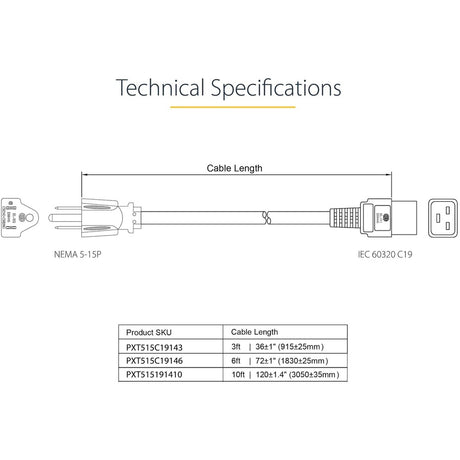 10FT POWER EXTENSION CORD NEMA