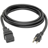 Eaton Tripp Lite Series Computer Power Cord, C19 to NEMA 5-15P - Heavy-Duty, 15A, 125V, 14 AWG, 8 ft. (2.43 m), Black