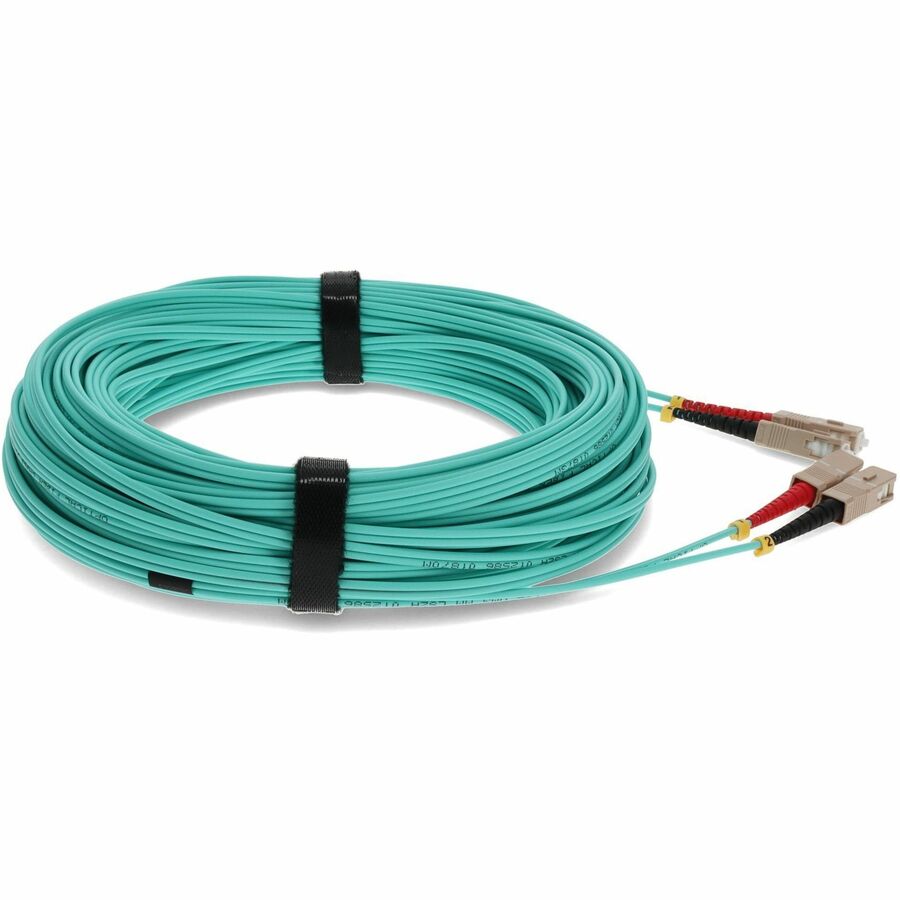 AddOn 50m SC (Male) to SC (Male) Aqua OM3 Duplex Fiber OFNR (Riser-Rated) Patch Cable