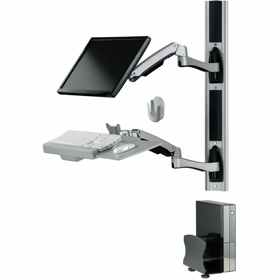 Amer Wall Mount for Keyboard, CPU, Mouse, Flat Panel Display, Curved Screen Display, Monitor - TAA Compliant