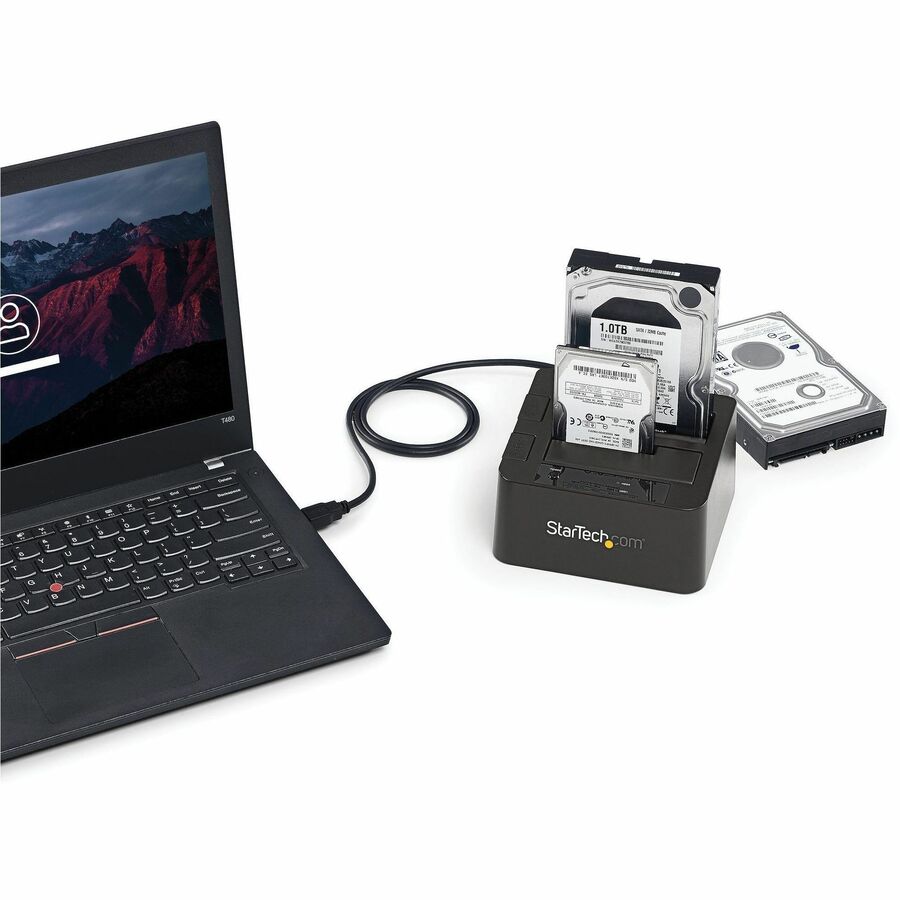 StarTech.com Dual-Bay USB 3.1 to SATA Hard Drive Docking Station, 2.5/3.5" SATA I/II/III, SSD/HDD Dock, USB Hard Drive Bay, Top-Loading