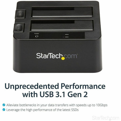 StarTech.com Dual-Bay USB 3.1 to SATA Hard Drive Docking Station, 2.5/3.5" SATA I/II/III, SSD/HDD Dock, USB Hard Drive Bay, Top-Loading