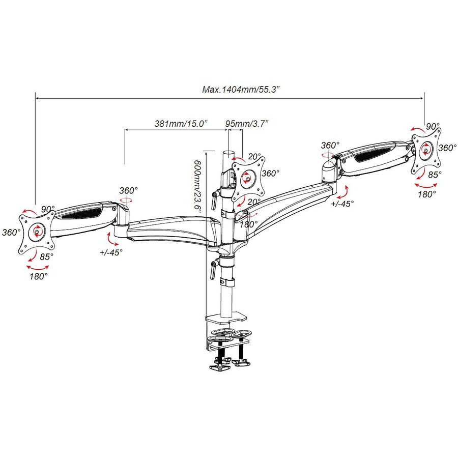 Amer Mounts Triple Monitor Mount with Articulating Arms