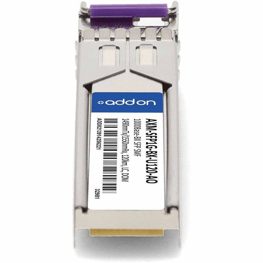 AddOn Netgear AXM-SFP1G-BX-U120 Compatible TAA Compliant 1000Base-BX SFP Transceiver (SMF, 1490nmTx/1550nmRx, 120km, LC, DOM)