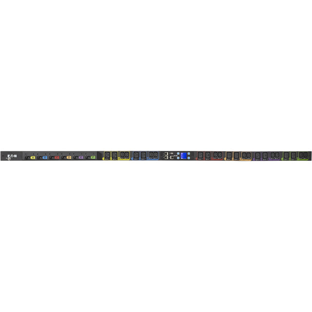 Eaton Metered Outlet Rack PDU, 0U, CS8365 input, 14.4 kW max, 200-240V, 40A, 6 ft cord, Three-phase, Outlets: (12) C13 Outlet grip, (12) C19 Outlet grip