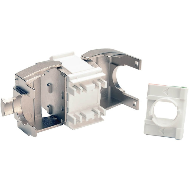 Eaton Tripp Lite Series Toolless Shielded Cat6a Keystone Jack, PoE/PoE+ Compliant, Shuttered - Silver, TAA
