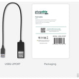 Plugable USB 2.0 2-Port High Speed Ultra Compact Hub Splitter