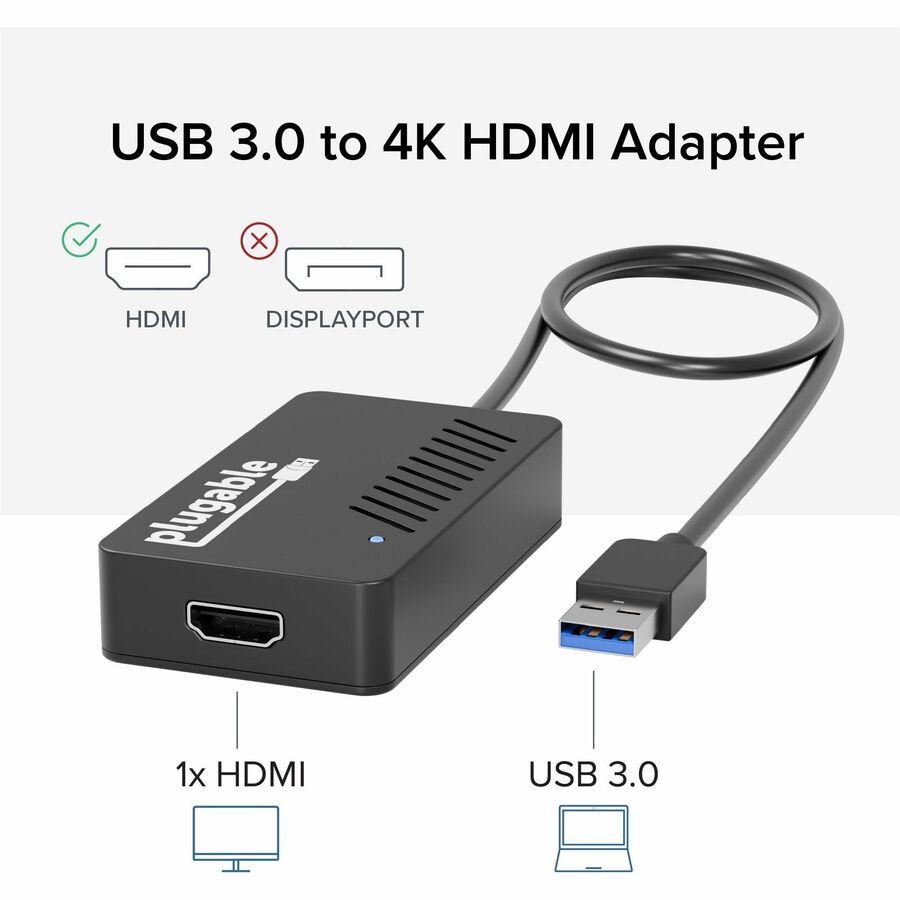 Plugable USB 3.0 to HDMI 4K DisplayLink Video Graphics Adapter for Multiple Monitors up to 3840x2160