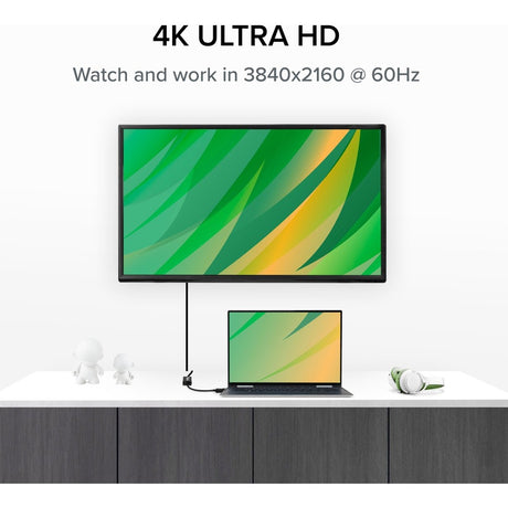 Plugable Active DisplayPort to HDMI Adapter - Connect any DisplayPort-Enabled PC or Tablet to an HDMI Enabled Monitor, TV or Projector for Ultra-HD Video Streaming (HDMI 2.0 up to 4K 3840x2160 @60Hz)