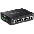 TRENDnet 8-Port Hardened Industrial Gigabit DIN-Rail Switch, TI-G80, 16 Gbps Switching Capacity, IP30 Rated, Ethernet Splitter, NDAA & TAA Compliant, Lifetime Protection, Black