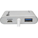 Eaton Tripp Lite Series 4-Port USB-C Hub, USB 3.x (5Gbps), 4x USB-A Ports, USB Micro-B Power Input, Silver