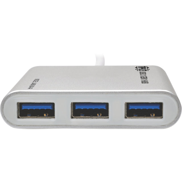 Eaton Tripp Lite Series 4-Port USB-C Hub, USB 3.x (5Gbps), 4x USB-A Ports, USB Micro-B Power Input, Silver