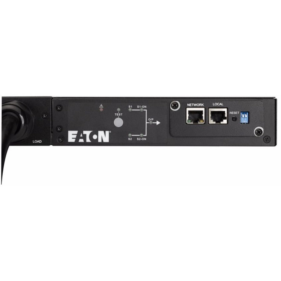 Eaton ATS rack PDU, 1U, (2) L6-20P, (2) C20 input, 3.33 kW max, 200-240V, 16A, 8 ft cord, Single-phase, Outlets: (8) C13, (1) C19