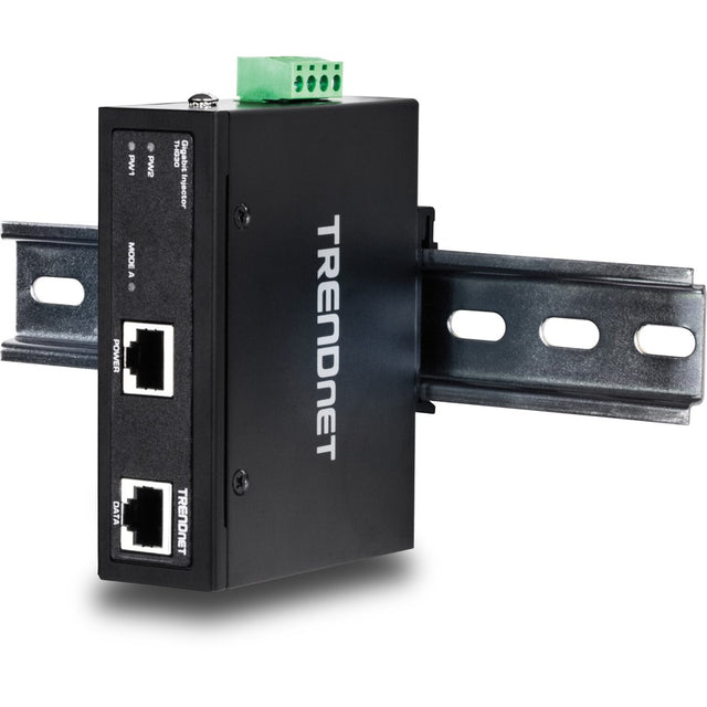 TRENDnet Hardened Industrial Gigabit PoE+ Injector, DIN-Rail, Wall Mount, IP30 Rated Housing, DIN-rail & Wall Mounts Included, TI-IG30