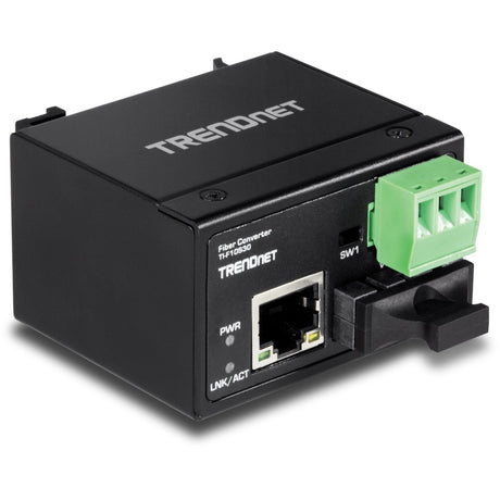 TRENDnet Hardened Industrial 100Base-FX Single-Mode SC Fiber Converter, (30 km, 18.6 Miles), IP40 Rated Housing, TI-F10S30,Lifetime Protection,Black