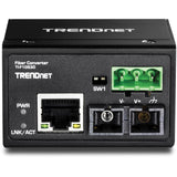 TRENDnet Hardened Industrial 100Base-FX Single-Mode SC Fiber Converter, (30 km, 18.6 Miles), IP40 Rated Housing, TI-F10S30,Lifetime Protection,Black