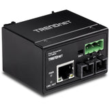 TRENDnet Hardened Industrial 100Base-FX Single-Mode SC Fiber Converter, (30 km, 18.6 Miles), IP40 Rated Housing, TI-F10S30,Lifetime Protection,Black