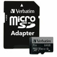 Verbatim 64GB Pro 600X microSDXC Memory Card with Adapter, UHS-I U3 Class 10