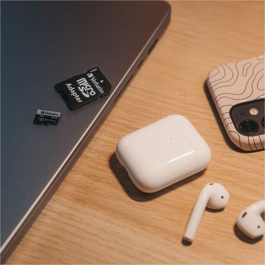 Verbatim 64GB Pro 600X microSDXC Memory Card with Adapter, UHS-I U3 Class 10