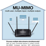 TRENDnet AC2600 MU-MIMO Wireless Gigabit Router, Increase WiFi Performance, WiFi Guest Network, Gaming-Internet-Home Router, Beamforming, 4K streaming, Quad Stream, Dual Band Router, Black, TEW-827DRU
