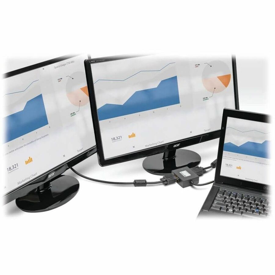 Eaton Tripp Lite Series 2-Port DisplayPort to VGA Hub, DP1.2, TAA