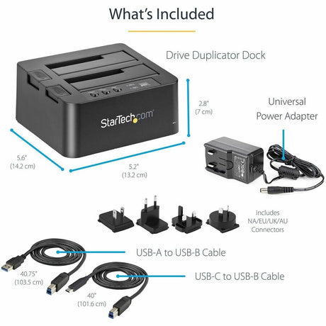 StarTech.com Standalone Hard Drive Duplicator, External Dual Bay HDD/SSD Cloner/Copier, USB 3.1 to SATA Drive Docking Station, Disk Cloner