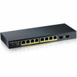 ZYXEL GS1900-10HP 8-Port Gigabit Smart Managed PoE Switch | 8 PoE+ Ports at 77W with 2 SFP Uplinks | Fanless