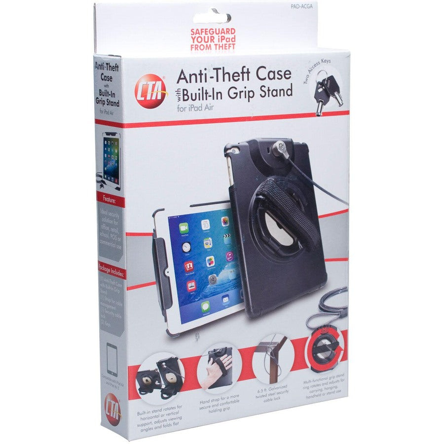 CTA Digital Anti-Theft Case with Built-In Grip Stand for iPad Air and iPad Pro 9.7