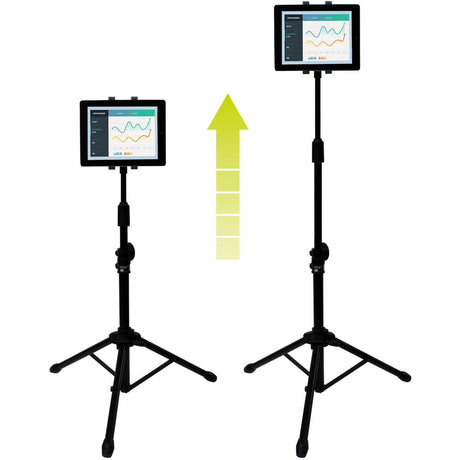 StarTech.com Adjustable Tablet Tripod Stand - For 6.5" to 7.8" Wide Tablets - Height adjustable from 29.3" to 62" (74.5 cm to 157 cm) - Rotate the tablet 360 degrees - Tilt the screen to your preferred viewing angle - Present content with a steady screen