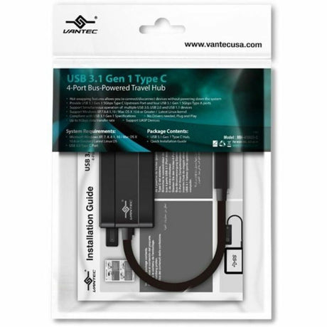 Vantec 4-Port USB C Travel Hub