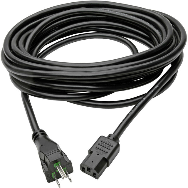 Eaton Tripp Lite Series Hospital-Grade Power Cord, NEMA 5-15P to C13 - Green Dot, 15A, 125V, 14 AWG, 25 ft. (7.62 m), Black