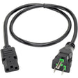 Eaton Tripp Lite Series Hospital-Grade Power Cord, NEMA 5-15P to C13 - Green Dot, 10A, 125V, 18 AWG, 3 ft. (0.91 m), Black