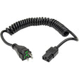 Eaton Tripp Lite Series Hospital-Grade Power Cord, NEMA 5-15P to C13 - Green Dot, 10A, 125V, 18 AWG, 8 ft. (2.43 m) Coiled Cord, Black