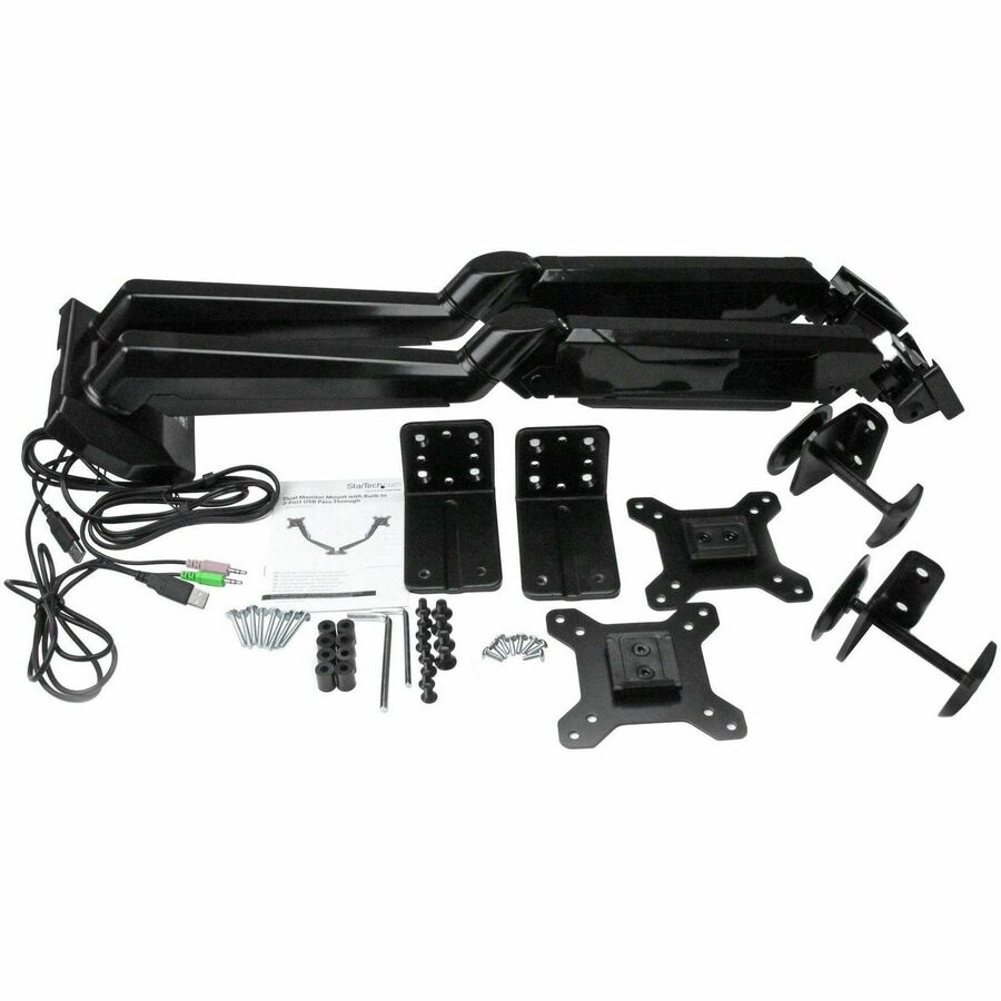 StarTech.com Dual Monitor Arm, USB Hub and Audio Ports in Base, Monitors up to 32" (17.6lb/8kg), VESA Monitor Stand Desk Mount
