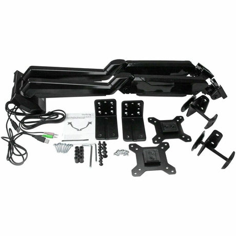 StarTech.com Dual Monitor Arm, USB Hub and Audio Ports in Base, Monitors up to 32" (17.6lb/8kg), VESA Monitor Stand Desk Mount