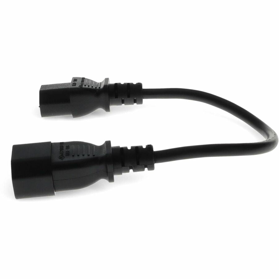 2ft C13 Female to C14 Male 18AWG 100-250V at 10A Black Power Cable