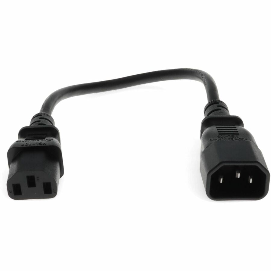 2ft C13 Female to C14 Male 18AWG 100-250V at 10A Black Power Cable