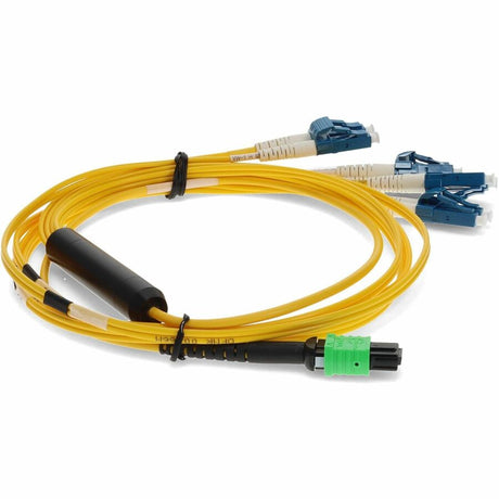 AddOn 6m MPO (Female) to 8xLC (Male) 8-Strand Yellow OS2 OFNR (Riser-Rated) Fiber Fanout Cable