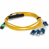 AddOn 6m MPO (Female) to 8xLC (Male) 8-Strand Yellow OS2 OFNR (Riser-Rated) Fiber Fanout Cable