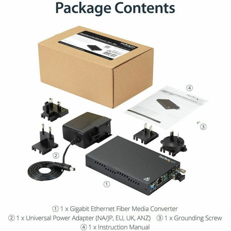 StarTech.com Gigabit Ethernet Copper-to-Fiber Media Converter - SM LC - 10 km - Ethernet Media Converter - GbE Converter