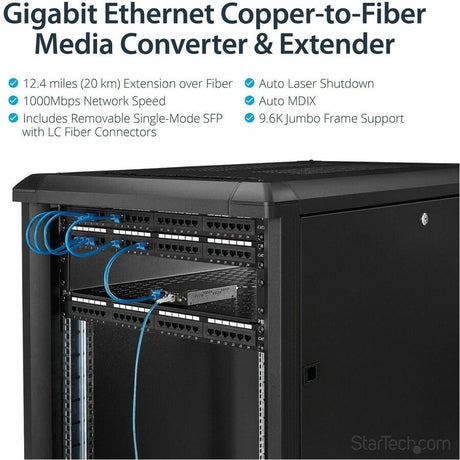 StarTech.com Gigabit Ethernet Copper-to-Fiber Media Converter - SM LC - 20 km - Ethernet Media Converter - GbE Converter